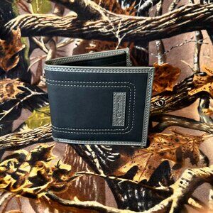 Columbia Men’s Bifold Wallet Black Gray Trim Coated Leather RFID Slim Carry